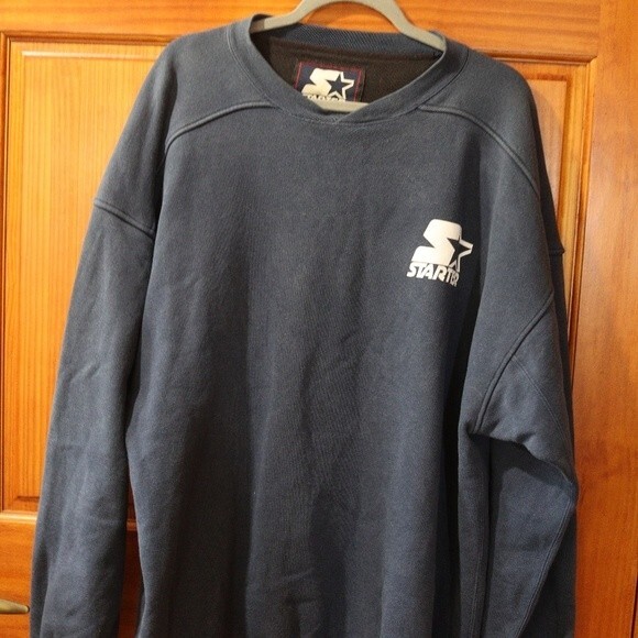 Starter Navy Blue Vintage 90s Streetwear Pullover Sweatshirt XXL Chest Logo - Picture 3 of 11